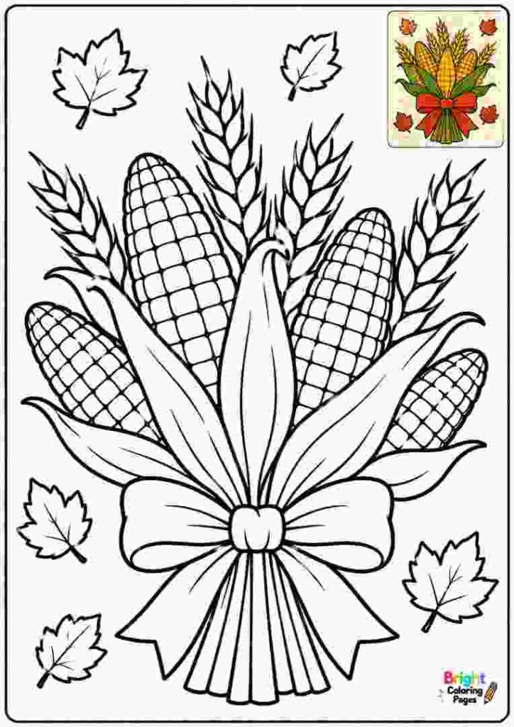 Corn and Wheat Bundle coloring page for kids