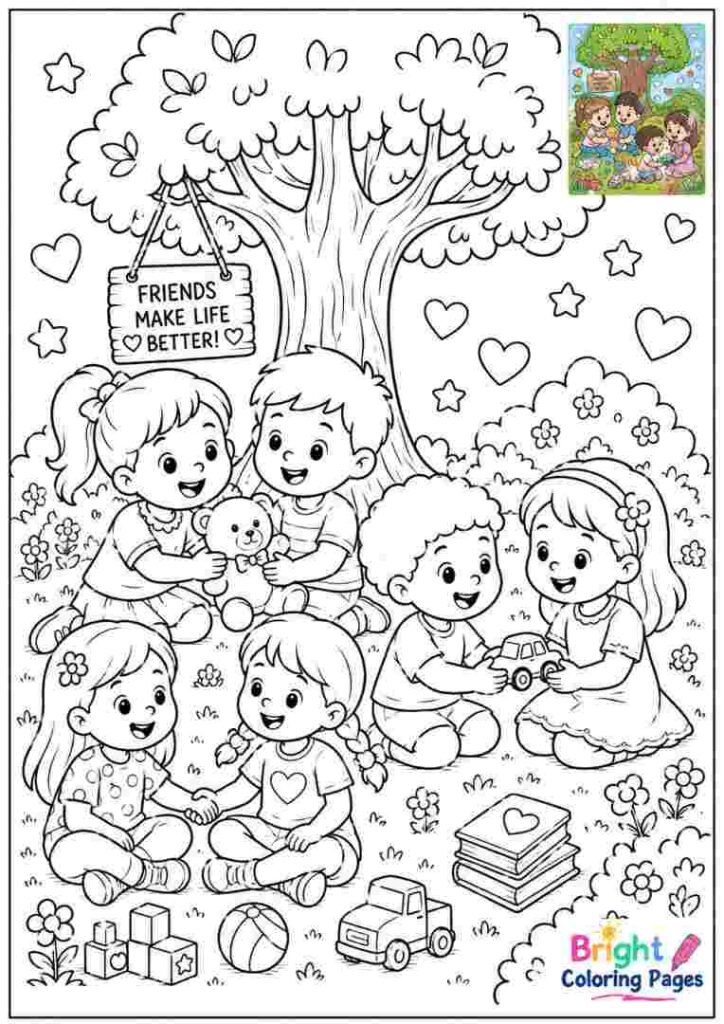 Happy Friendship Coloring Page