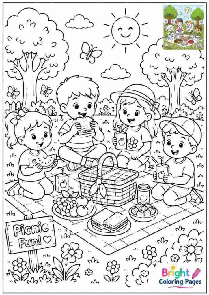 Picnic Fun Coloring Page