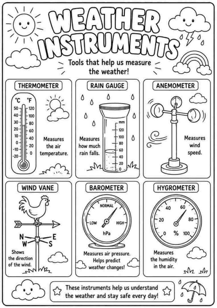 Weather Instruments coloring page for kids 