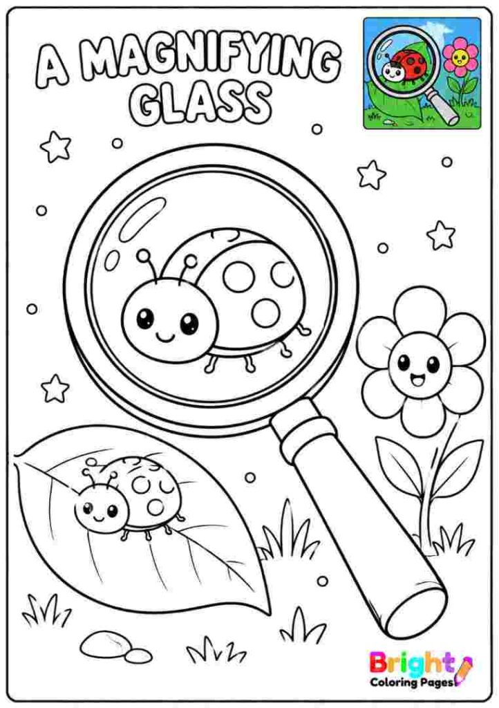A Magnifying Glass coloring page for kids 