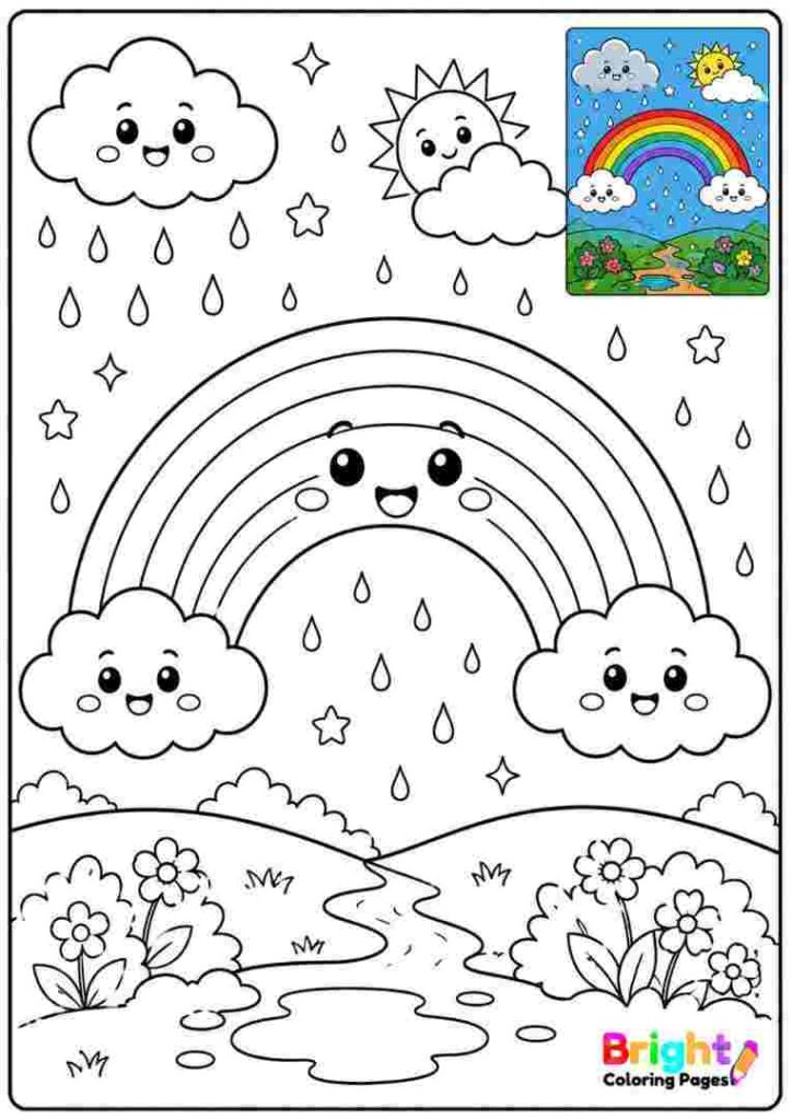 Rainbow After the Rain coloring page for kids 