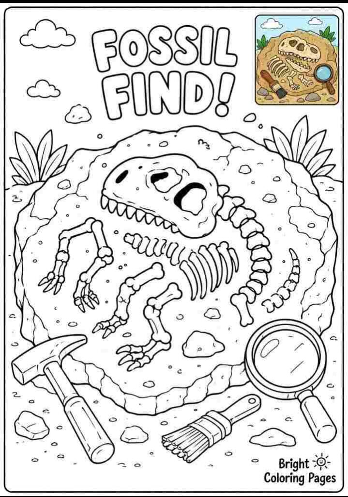 Fossil Find coloring pages for kids 