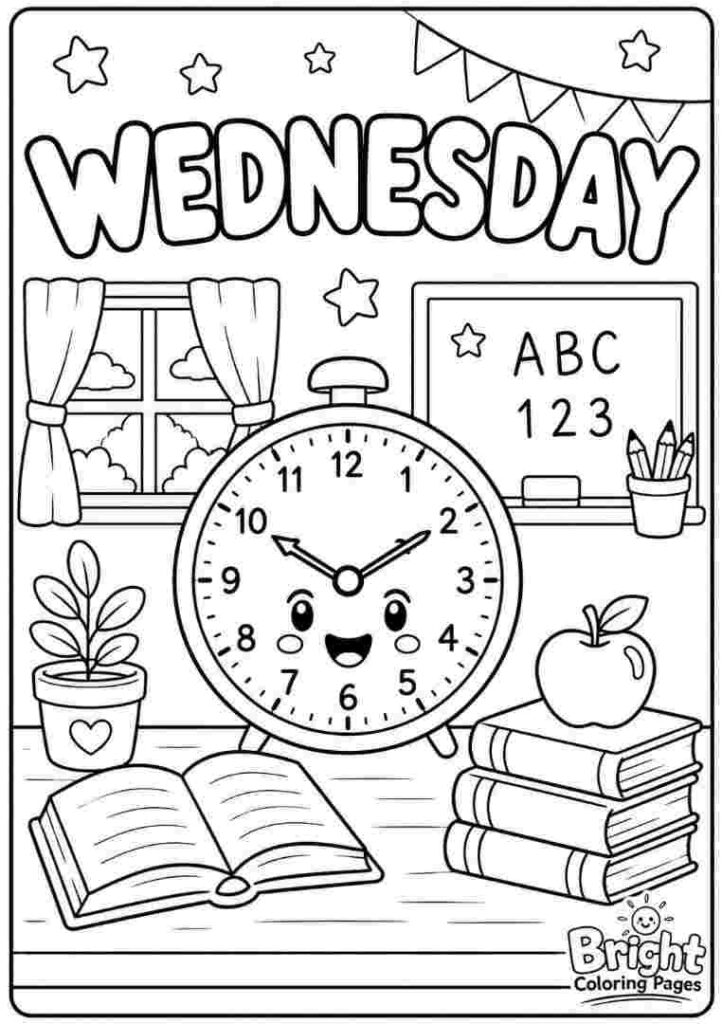 Wednesday Coloring Page for kids 