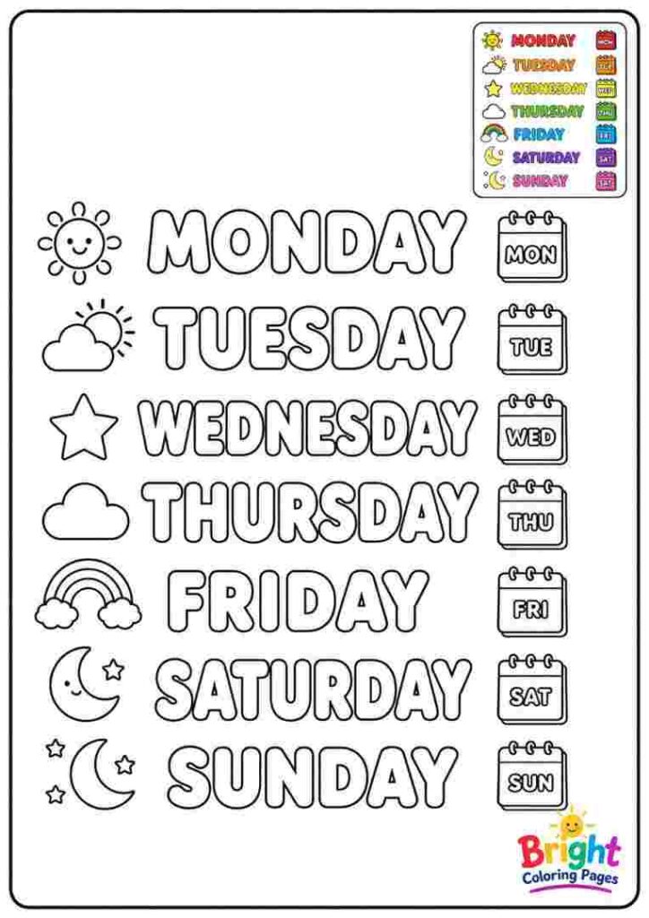 Days of the Week Coloring Page