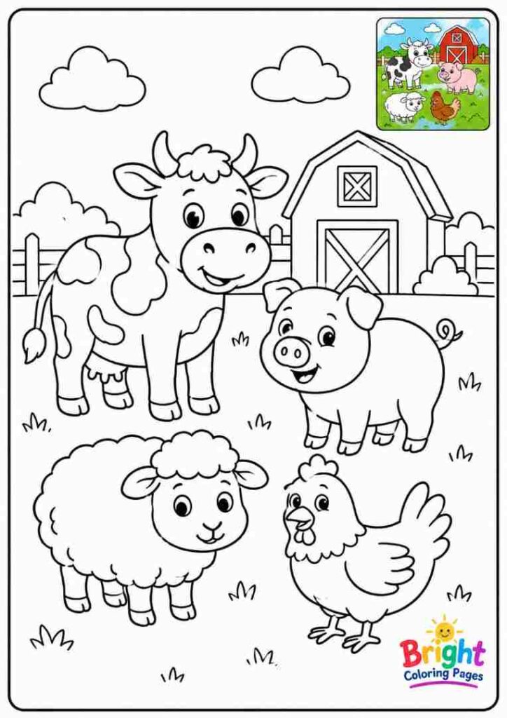 Farm Animals Coloring Page