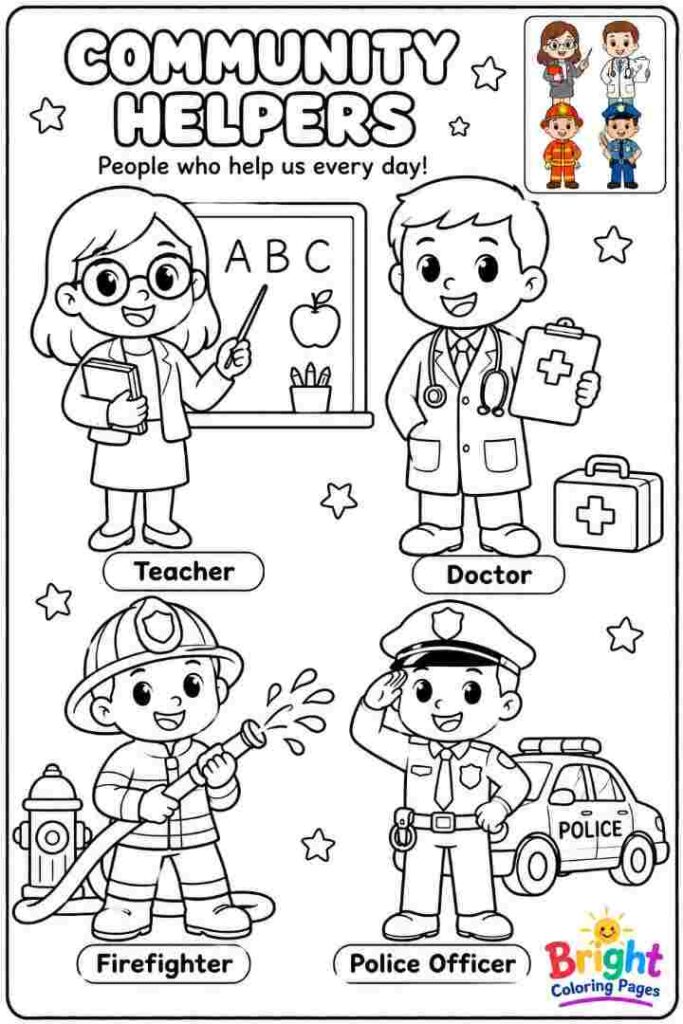 Community Helpers Coloring Page