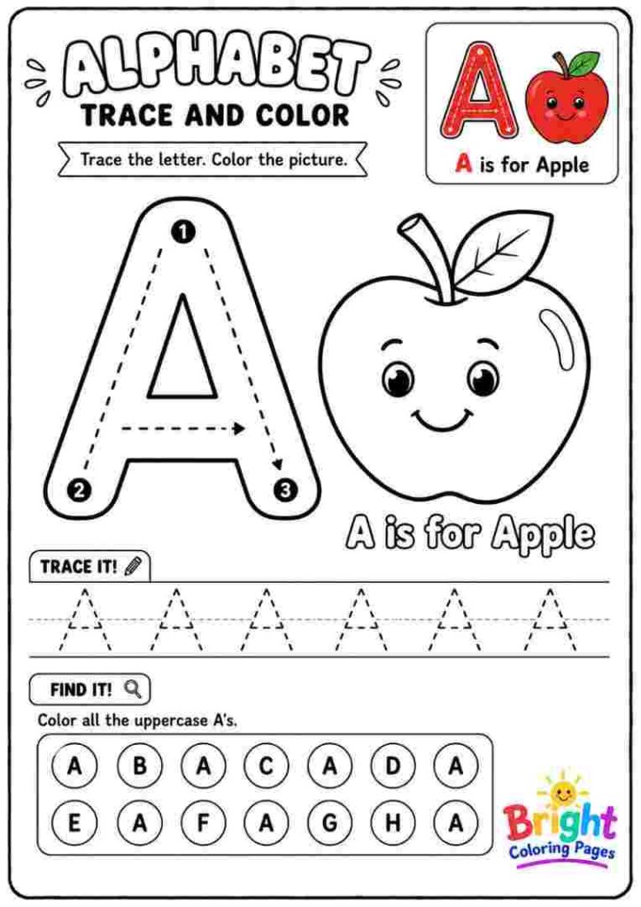 Alphabet Trace and Color Page