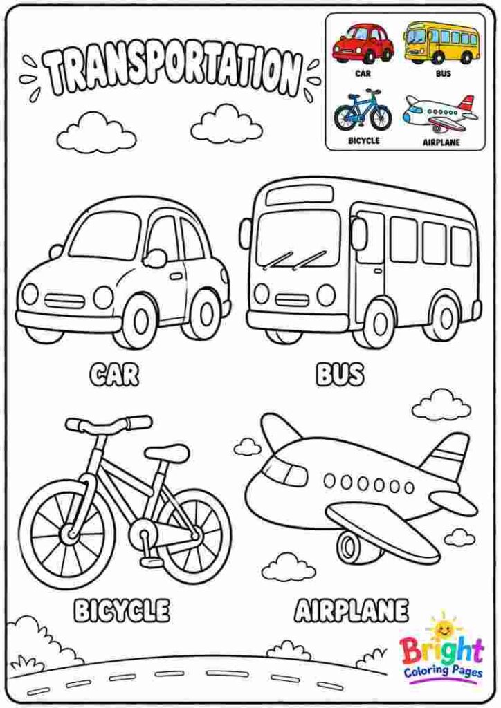 Transportation Coloring Page