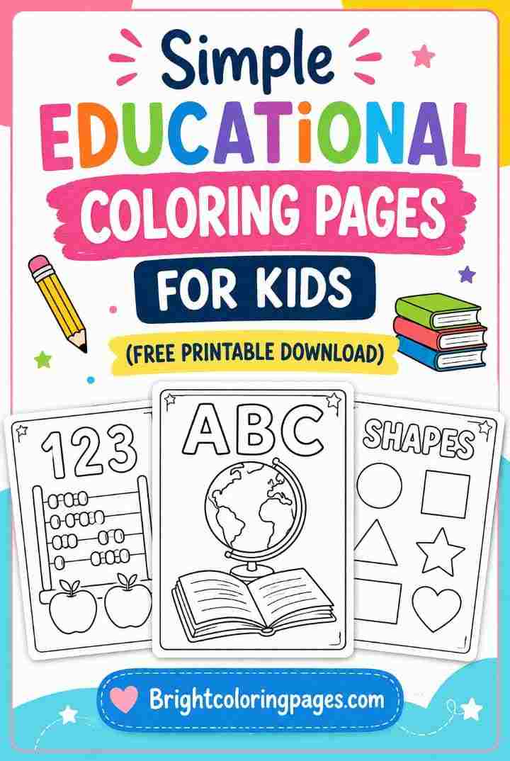 Simple Educational Coloring Pages For Kids (Free Printable Download)