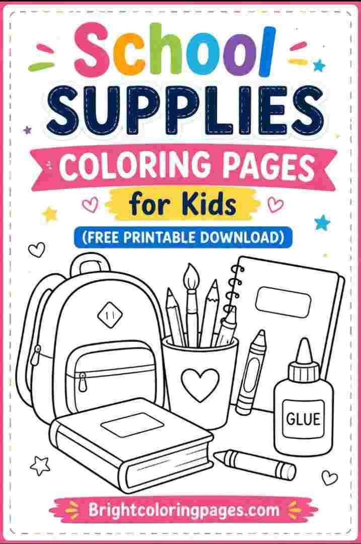 School Supplies Coloring Pages for Kids (Free Printable Download)