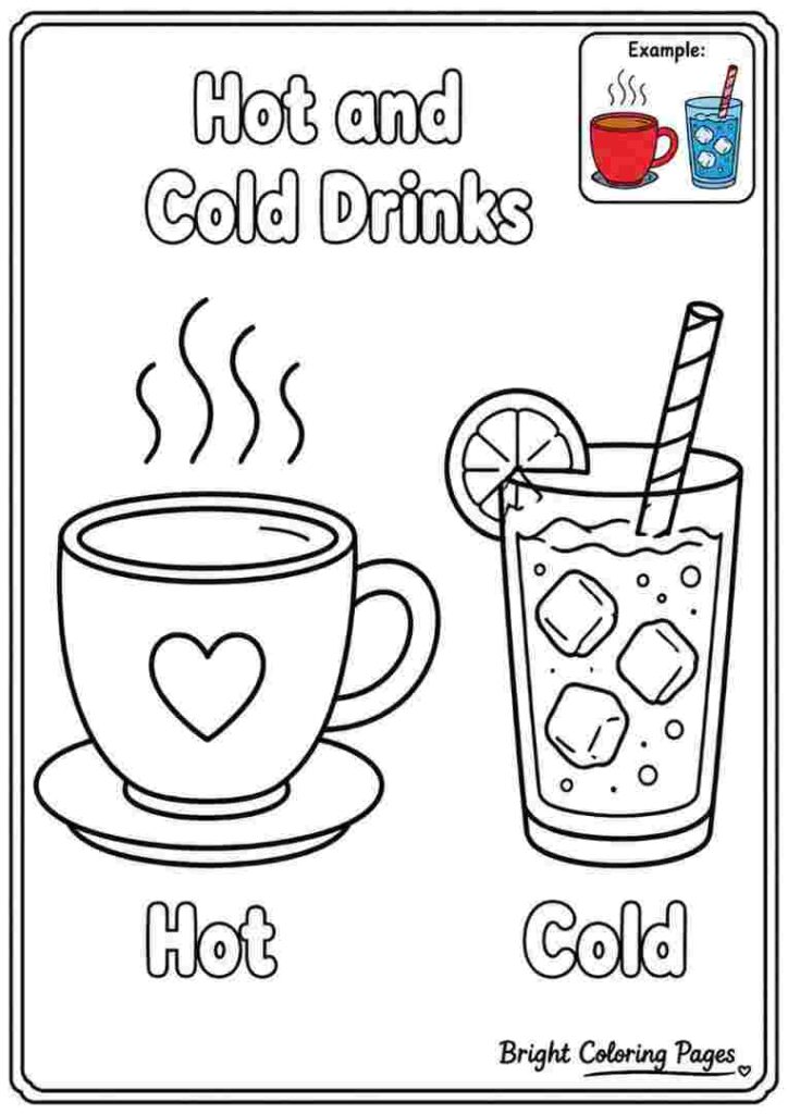 Hot and Cold Drinks Coloring Page