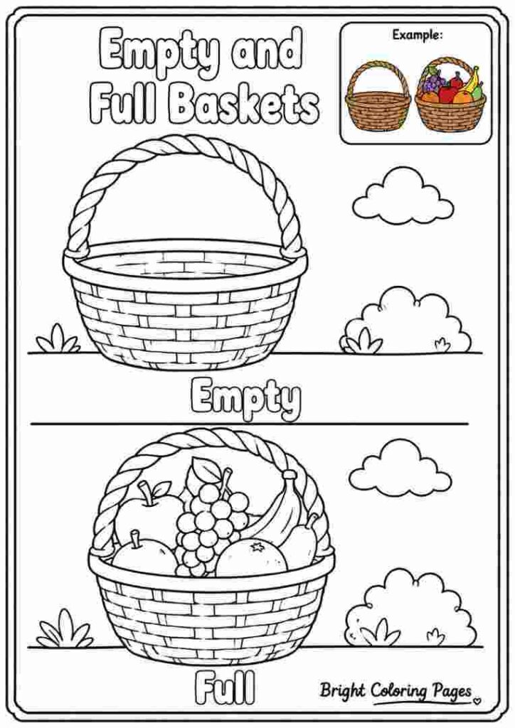Empty and Full Basket Coloring Page