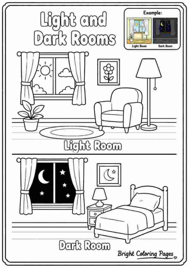 Light and Dark Room Coloring Page