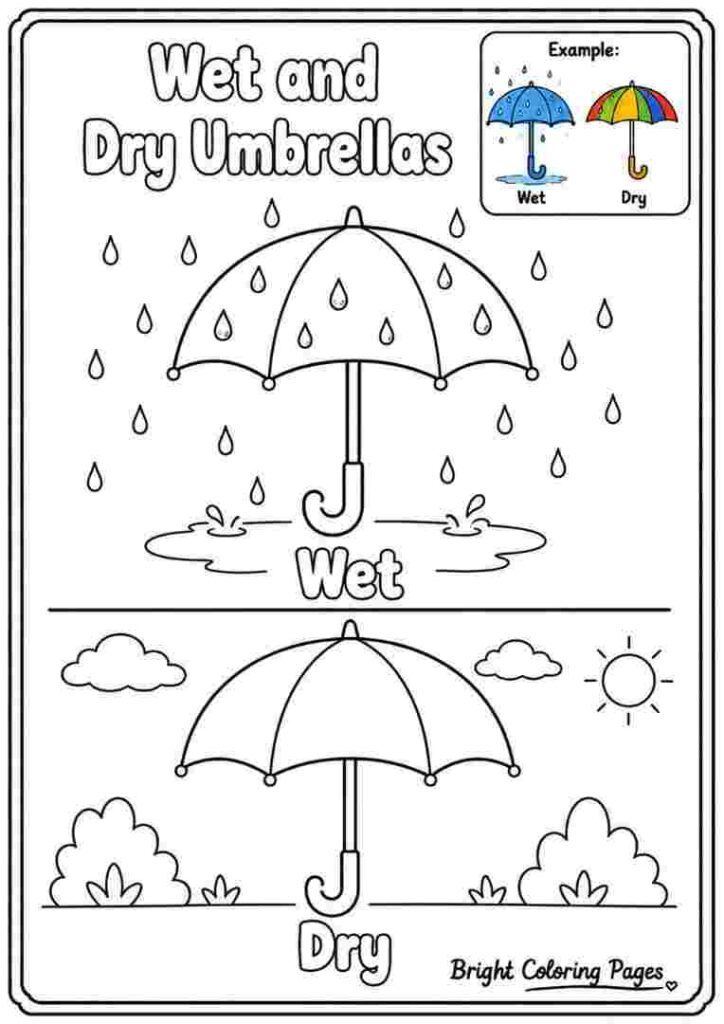 Wet and Dry Umbrella Coloring Page