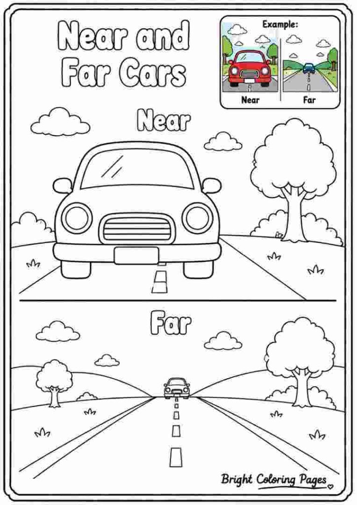 Near and Far Cars Coloring Page