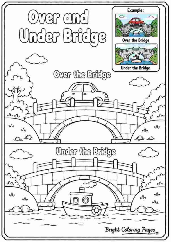 Over and Under Bridge Coloring Page