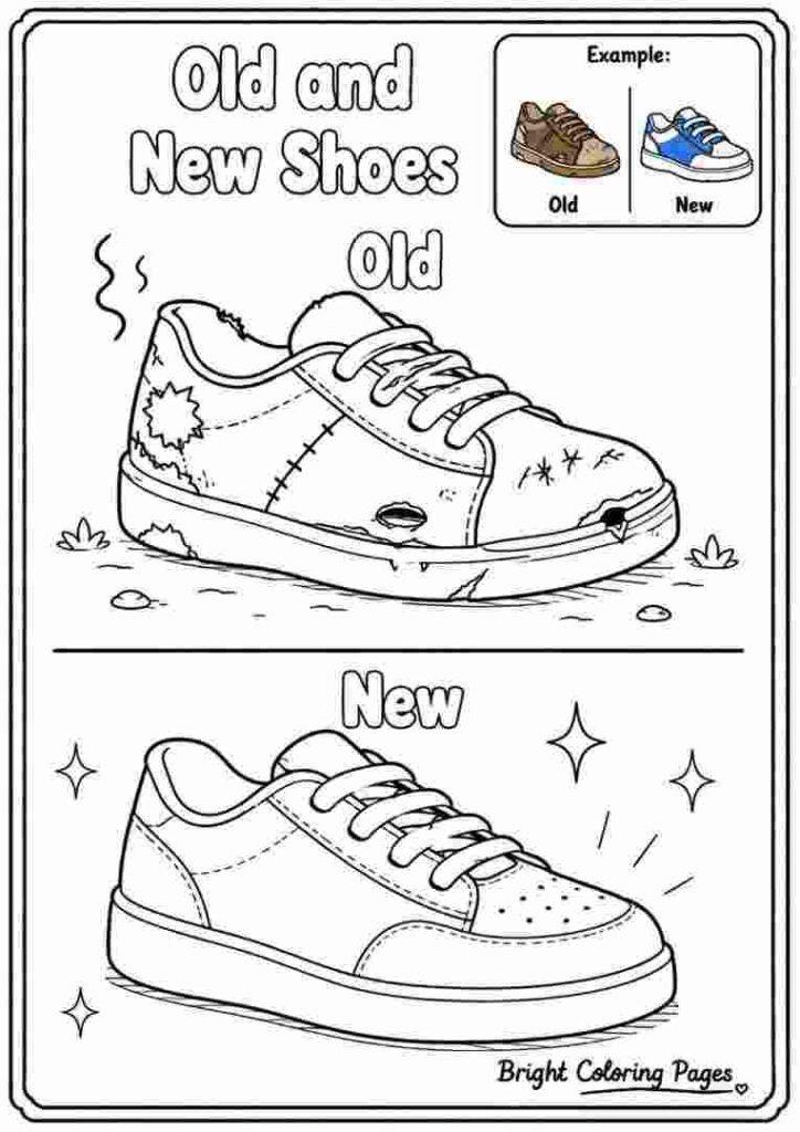Old and New Shoes Coloring Page