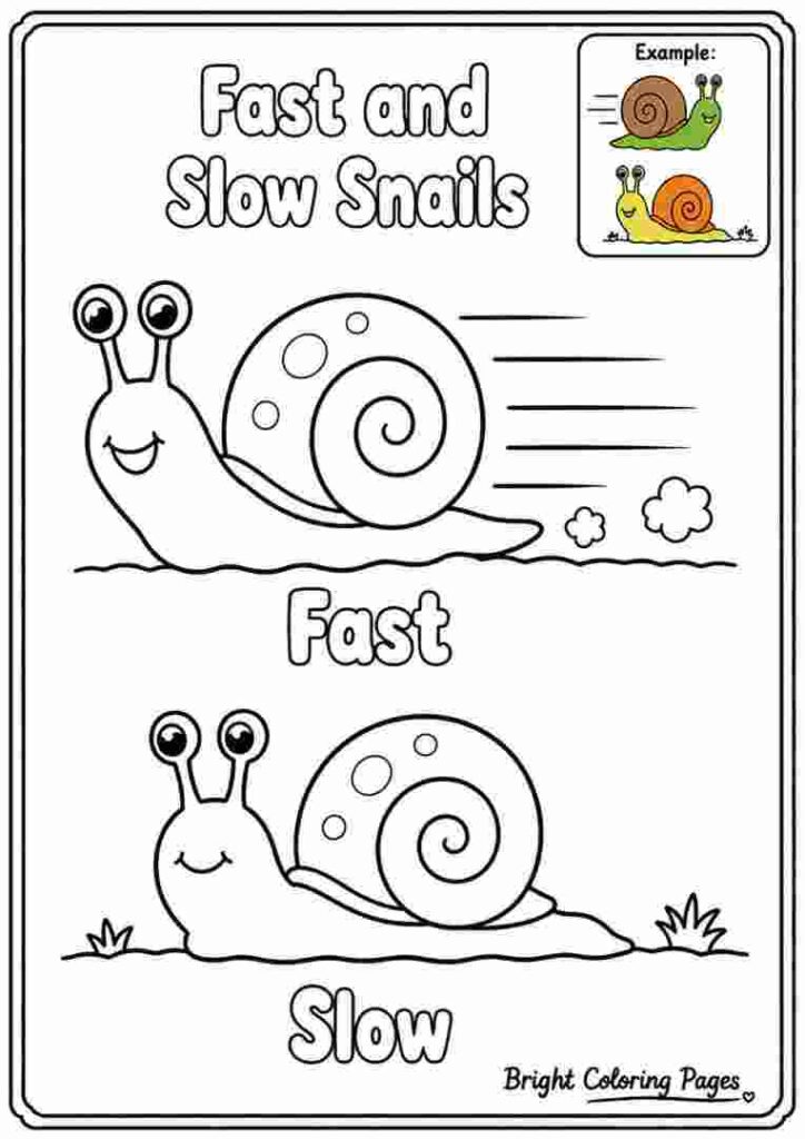 Fast and Slow Snails Coloring Page