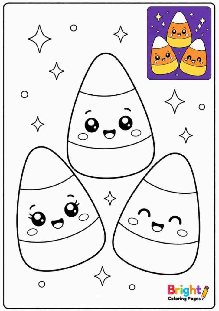 Candy Corn Trio coloring page for kids