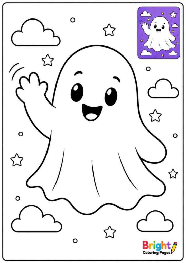 Friendly Ghost coloring page for kids