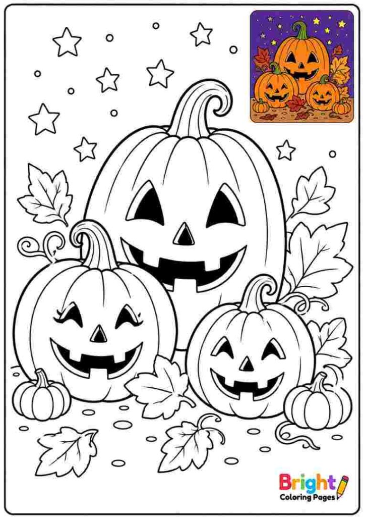 Jack O Lantern Family coloring page for kids
