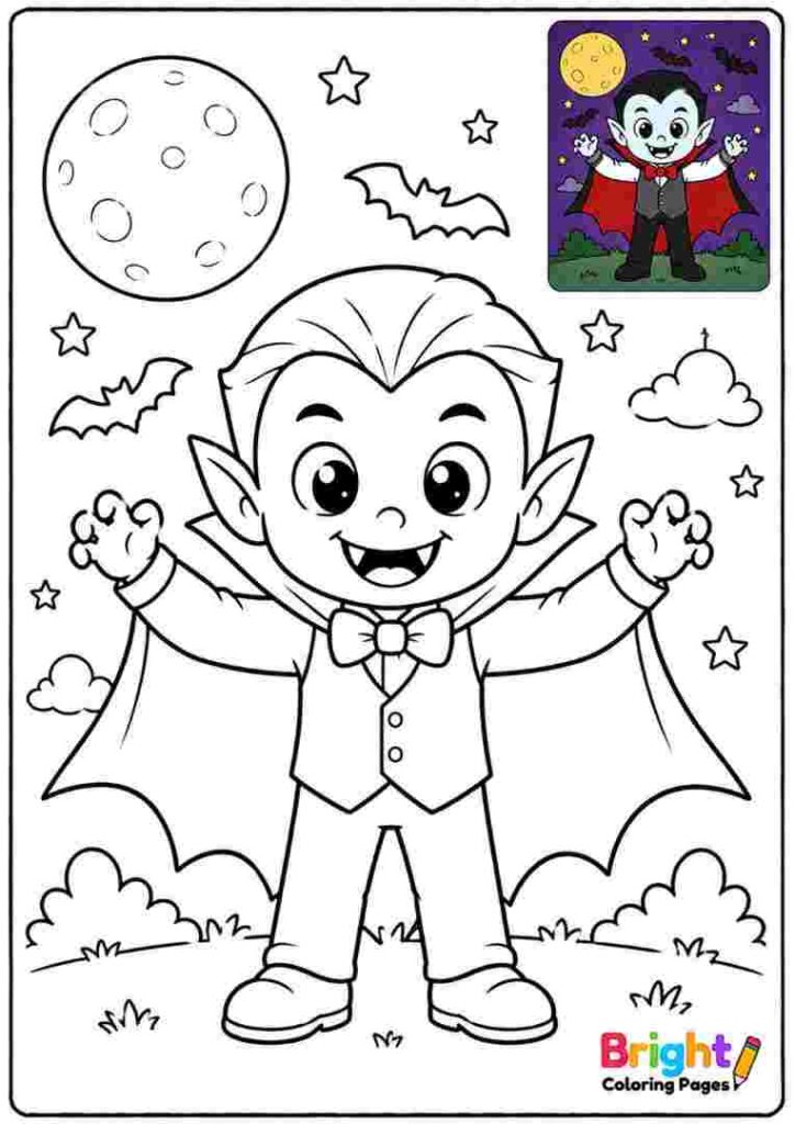 Scary Cute Vampire coloring page for kids