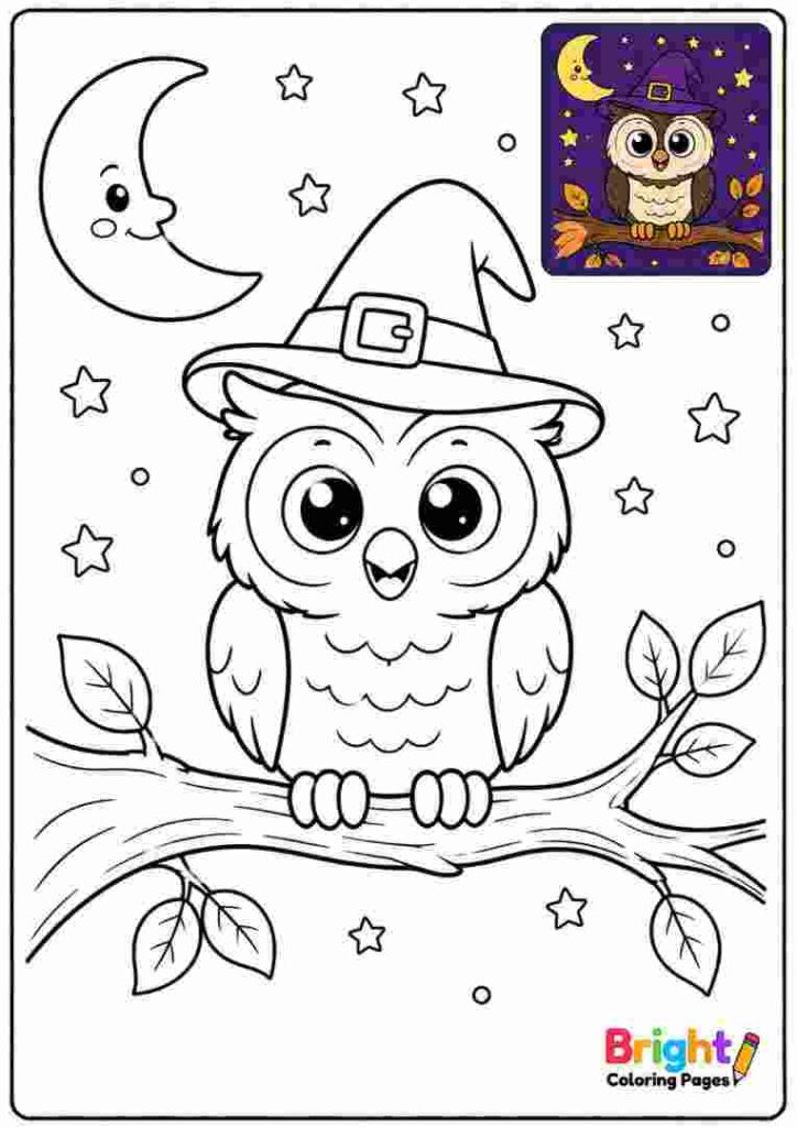 Halloween Owl on a Branch