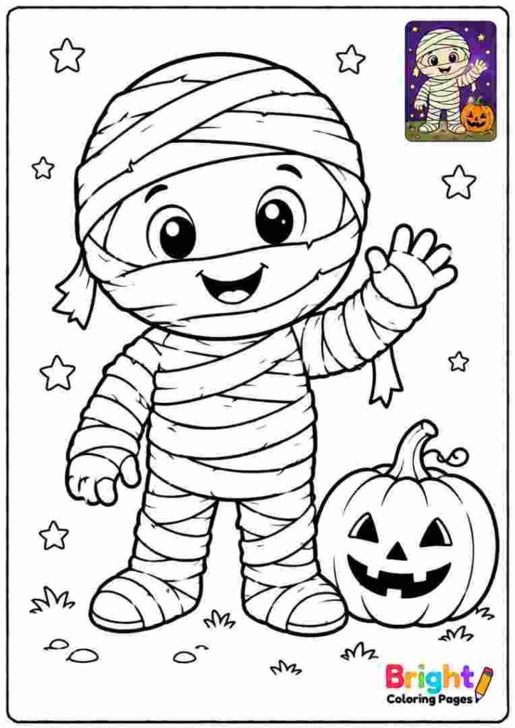 Mummy Friend Coloring Page for kids