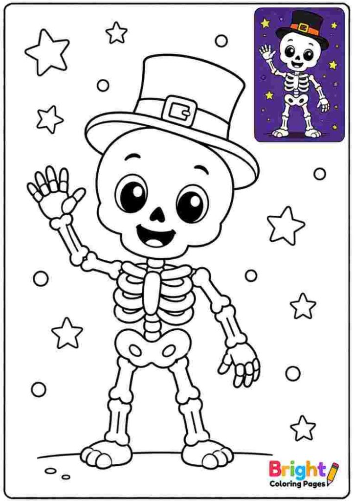 Skeleton Friend Coloring Page for kids