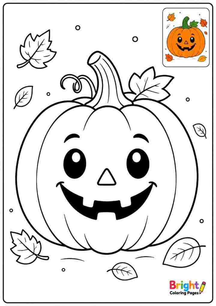 Smiling Pumpkin Face coloring page for kids