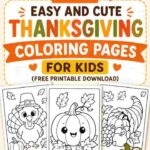 20 Easy and Cute Thanksgiving Coloring Pages For Kids (Free Printable Download)
