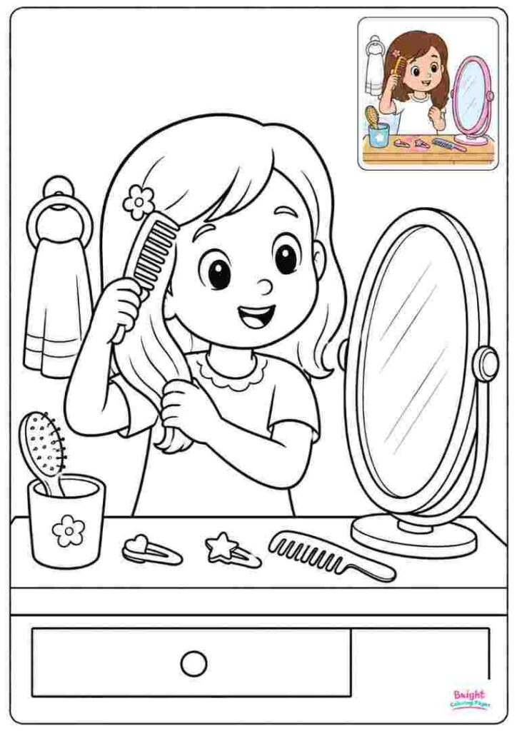 Combing Hair Coloring Page