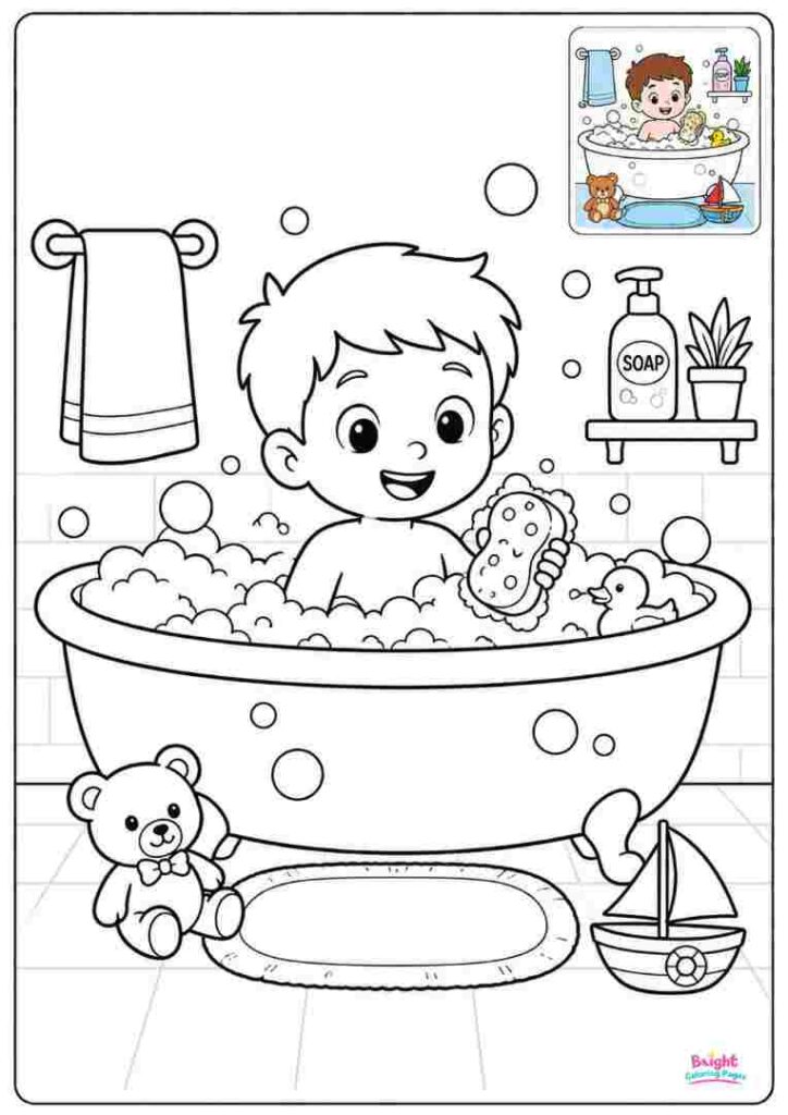 Bath Time Coloring Page