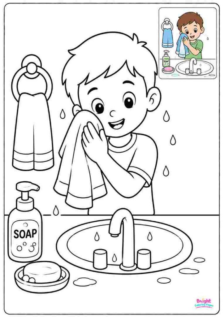  Towel Drying Coloring Page