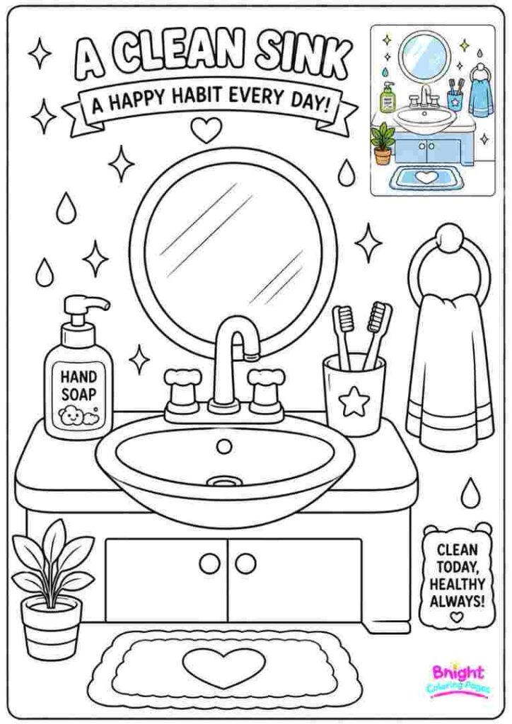 Clean Sink Coloring Page