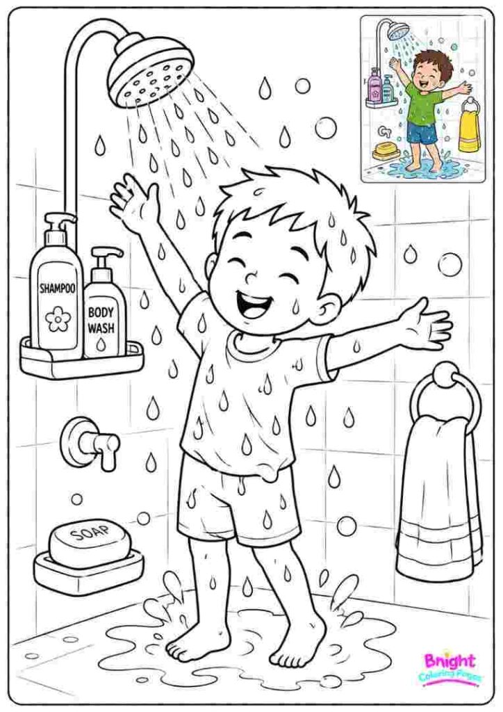 Shower Time Coloring Page