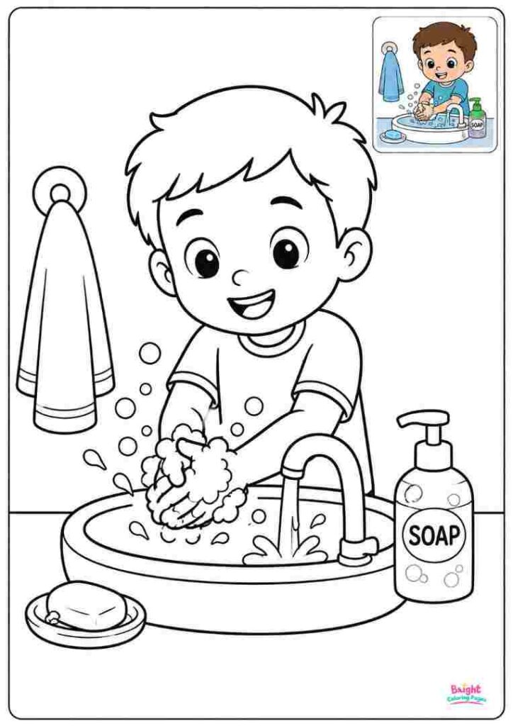 Washing Hands Coloring Page