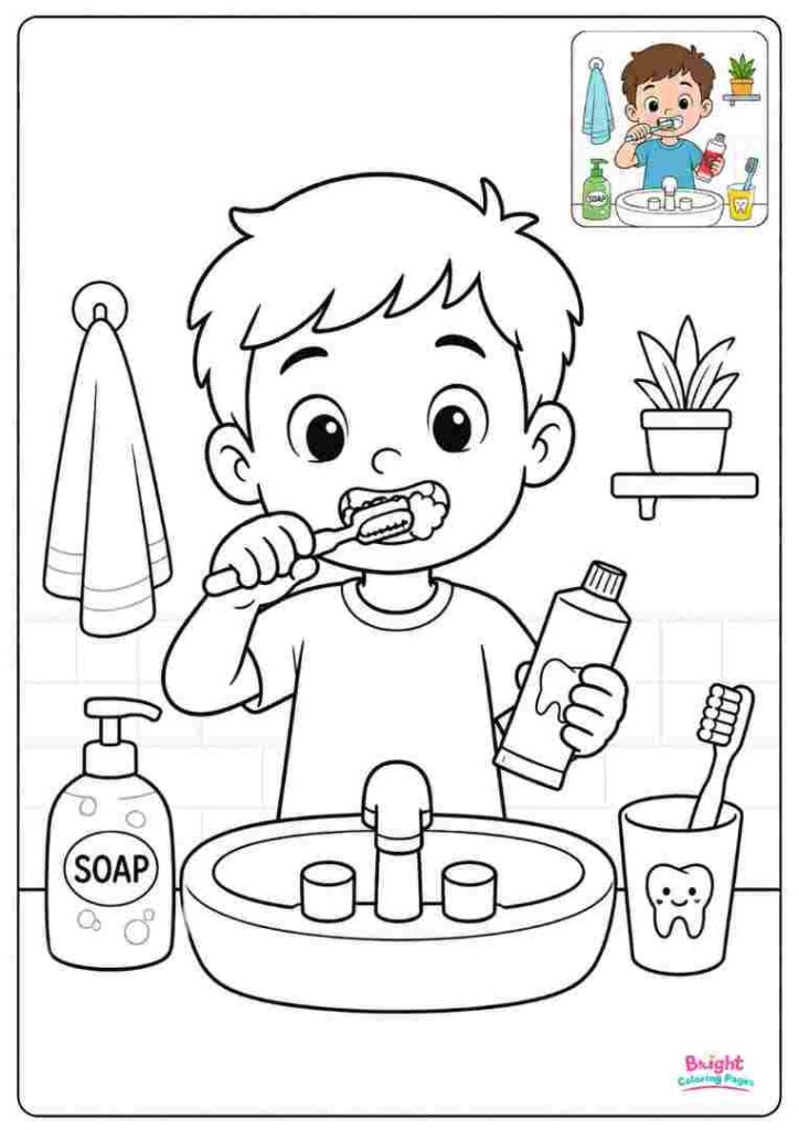 Brushing Teeth Coloring Page