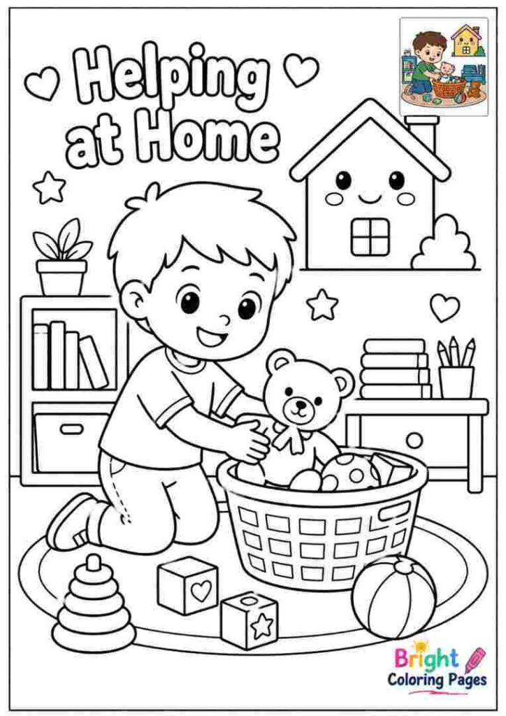 Helping at Home Coloring Page