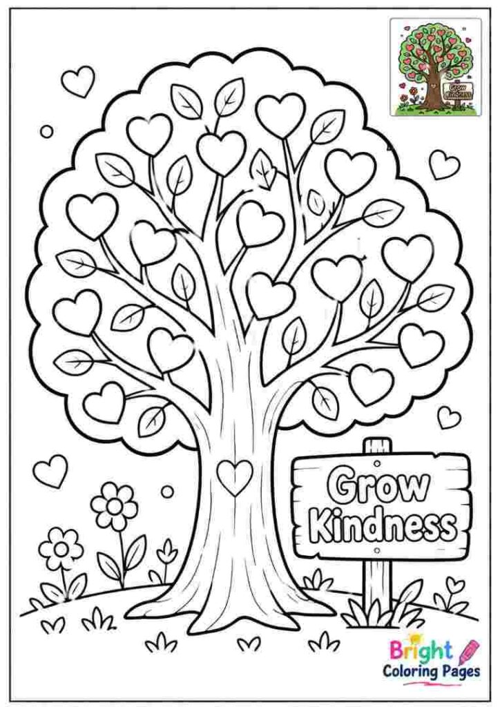 Kindness Tree Coloring Page