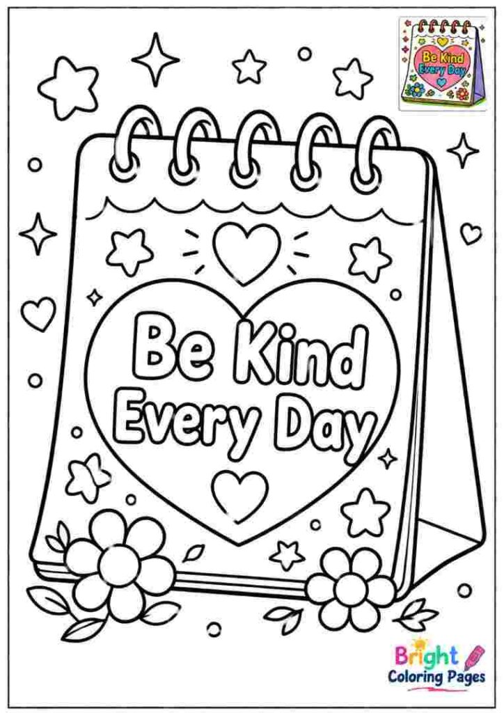 Be Kind Every Day Coloring Page