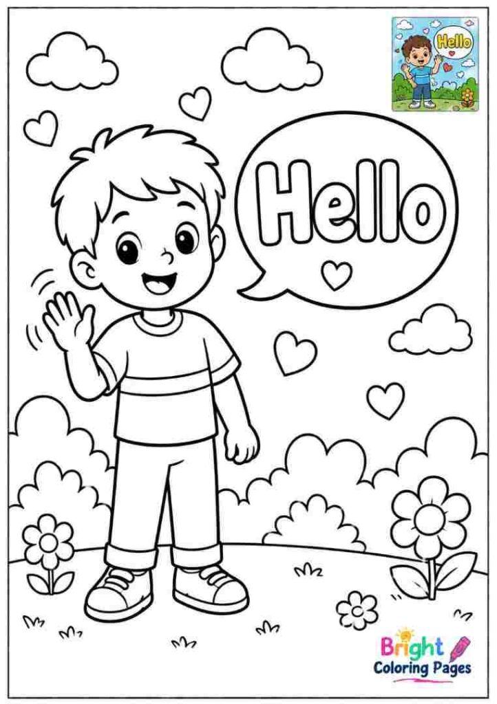 Say Hello Coloring Page
