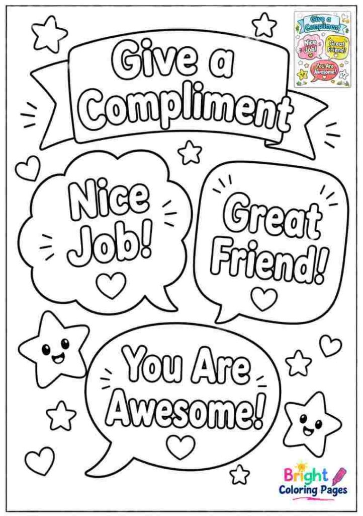 Give a Compliment Coloring Page