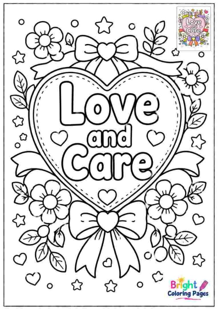 Love and Care Coloring Page