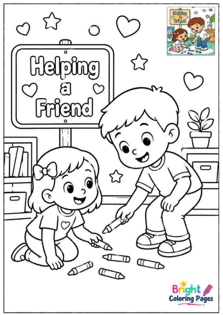 Helping a Friend Coloring Page