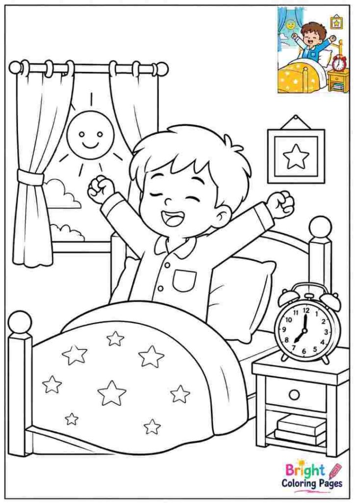 Wake Up and Stretch Coloring Page