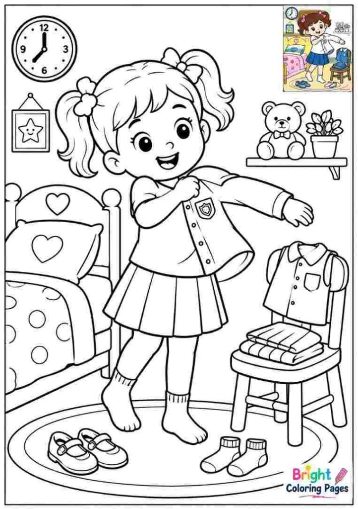 Getting Dressed Coloring Page