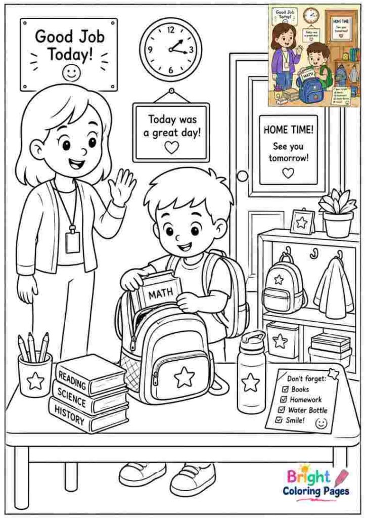 Preparing for Home Time Coloring Page