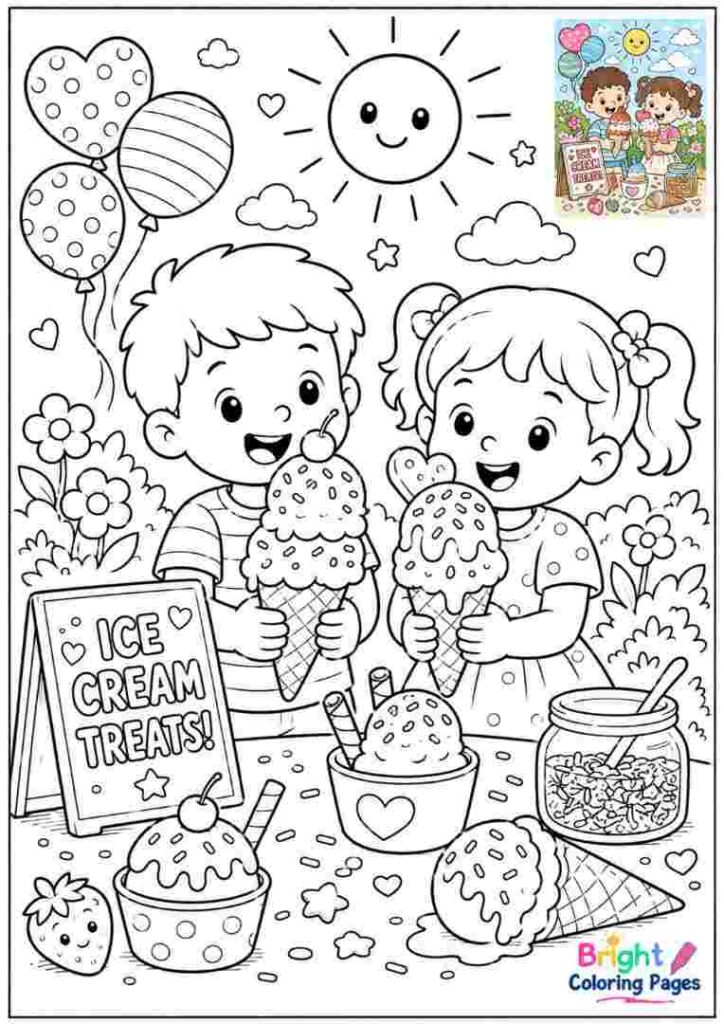 Ice Cream Treat Coloring Page